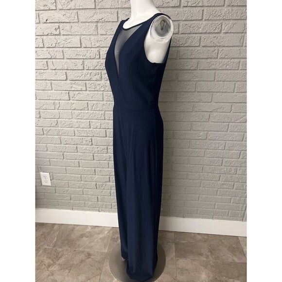 Nightway Navy Women Illusion-V Wide Leg Jumpsuit Size 10 - Picture 8 of 12